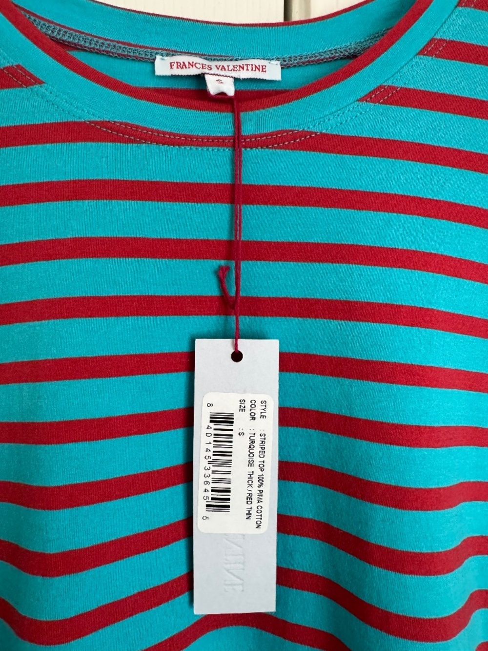 NWT, FRANCES VALENTINE, FAMOUS STRIPE LONG SLEEVE TSHIRT IN PIMA COTTON - Picture 2 of 11